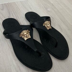 Versace black flip flops